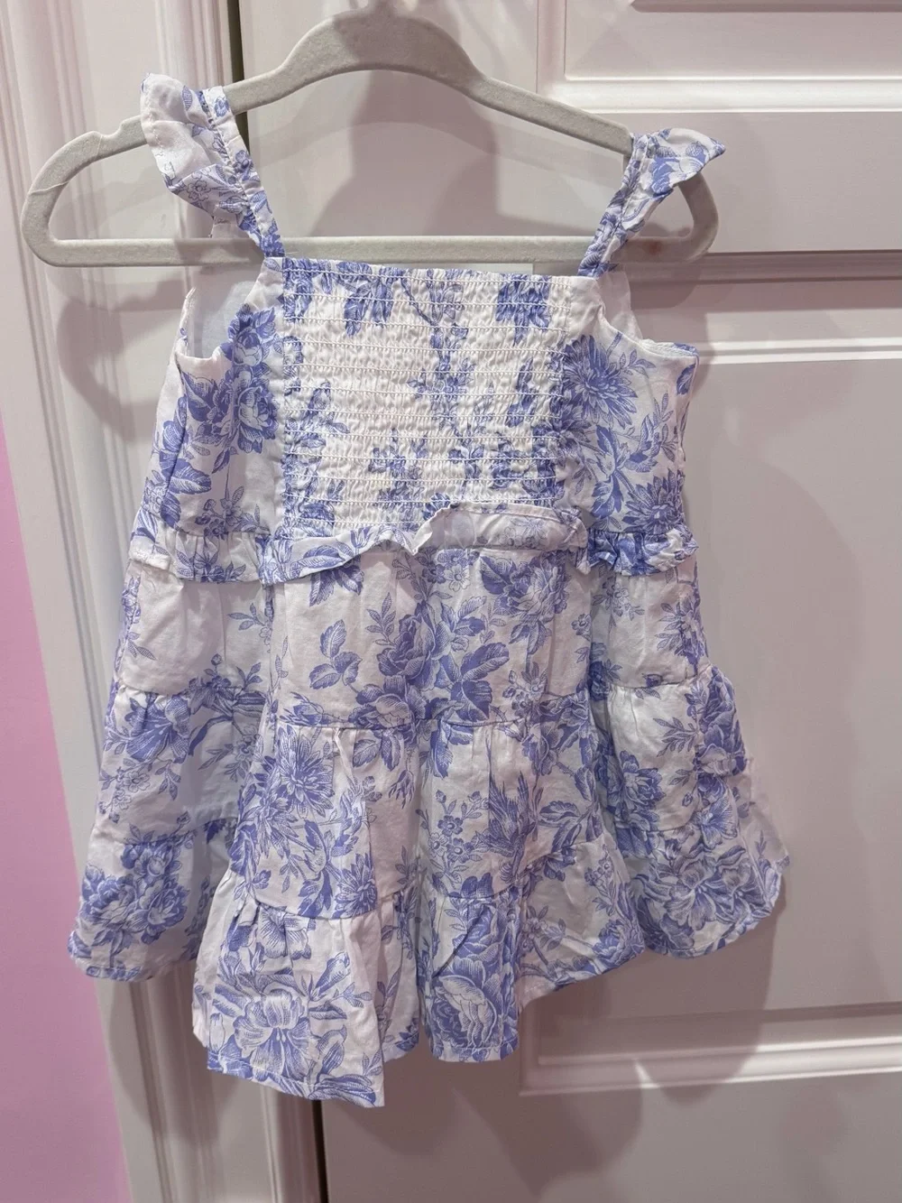 Janie and Jack White Camisole Dress with Blue Floral Print